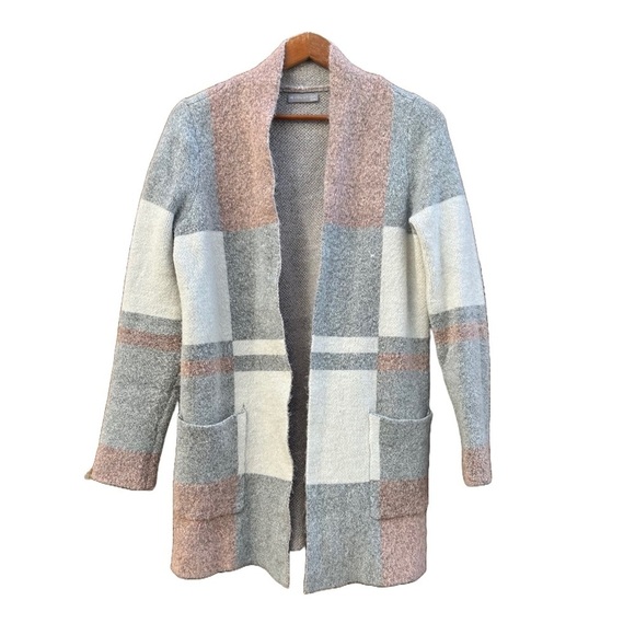 evolution by cyrus Sweaters - Long Grey Peach and White Cardigan by Evolution Size Large